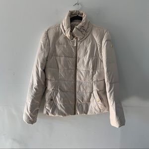 Zara Basic Outerwear Puffer Jacket Beige Zip Up (FLAWS)